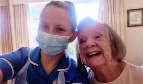 Client and careworker from homecare provider Complete Care West Yorkshire 