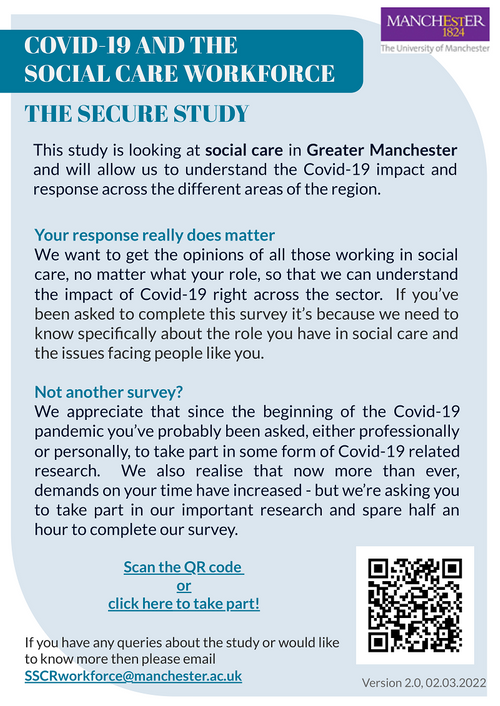 The SECURE study is a partnership between the University of Manchester, the Principal Social Workers Group in GM and the Applied Research Collaboration (ARC) in Greater Manchester